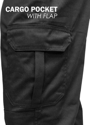 Black Mens Cargo Combat Work Trouser Multi Pockets Work Pants with Semi Elasticated Waist Band Knee Pad Pockets W28 ' L29