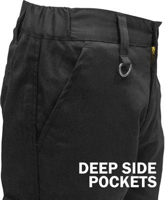Black Mens Cargo Combat Work Trouser Multi Pockets Work Pants with Semi Elasticated Waist Band Knee Pad Pockets W28 ' L29