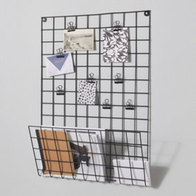 Black Mesh Notice Wallboard with Clips