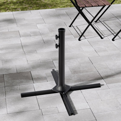 Black Meta lFree Standing Garden Parasol Cross Base 700 x 700 mm