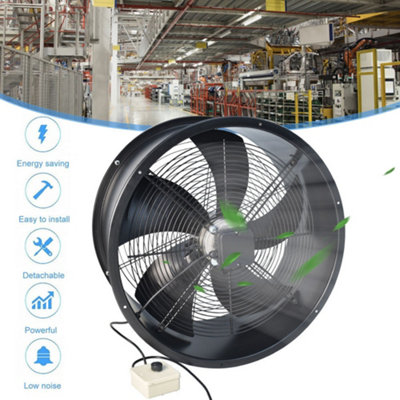 Black Metal 5 Blade Double Sided Mesh Extractor Fan 24 Inch with Governor Switch