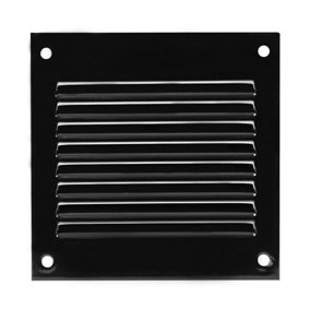 Black Metal Air Vent Grille 100mm x 100mm with Fly Screen