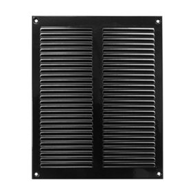 Black Metal Air Vent Grille 200mm x 250mm Fly Screen