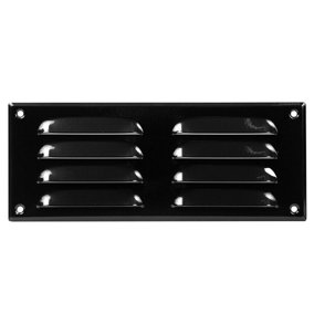 Black Metal Air Vent Grille 260mm x 105mm with Fly Screen Flat