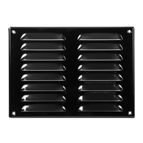 Black Metal Air Vent Grille 260mm x 190mm with Fly Screen
