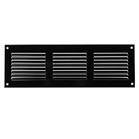 Black Metal Air Vent Grille 300mm x 100mm with Fly Screen