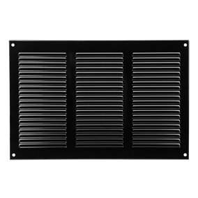 Black Metal Air Vent Grille 300mm x 200mm Fly Screen