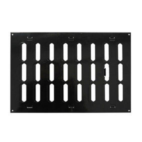 Black Metal Air Vent Grille 300mm x 200mm with Shutter Flat