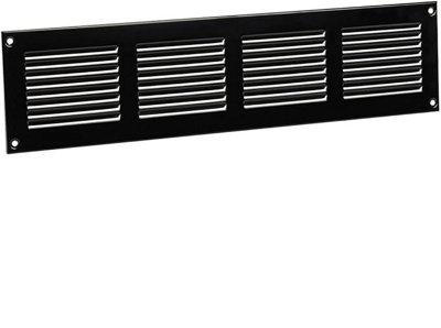 Black Metal Air Vent Grille 400mm x 100mm with Fly Screen