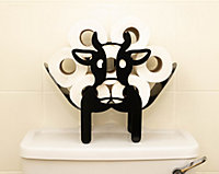 Black Metal Cow Toilet Roll Holder