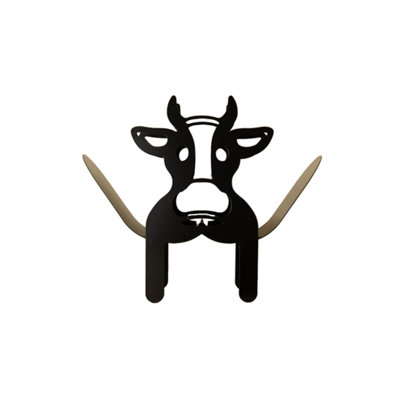 Black Metal Cow Toilet Roll Holder - 7