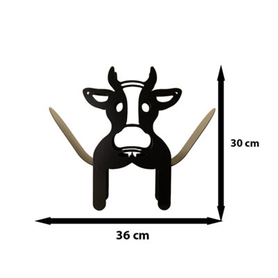 Black Metal Cow Toilet Roll Holder - 8