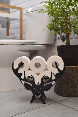 Black Metal Deer Toilet Roll Holder