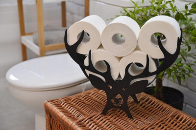 Black Metal Deer Toilet Roll Holder - 3