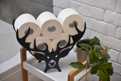 Black Metal Deer Toilet Roll Holder - 4