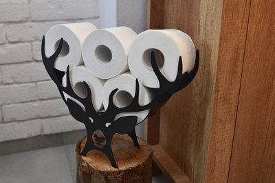 Black Metal Deer Toilet Roll Holder - 5