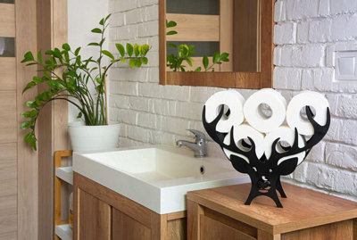 Black Metal Deer Toilet Roll Holder - 6