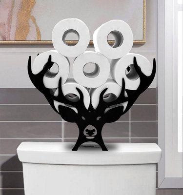 Black Metal Deer Toilet Roll Holder - 7