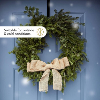 15-Inch Metal Double Wreath Hanger – Over-the-Door Hook Holds 2 Wreaths, Sturdy Steel For Front Door (Black)