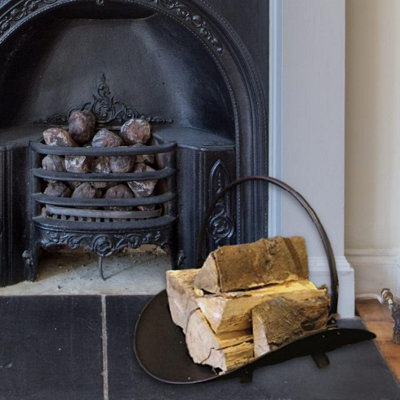 Black Metal Firewood Log Holder with Handle - 3