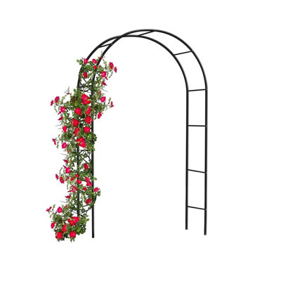 Black Metal Garden Arch 2.4M Decorative Climbing Plant Support Arch Obelisk
