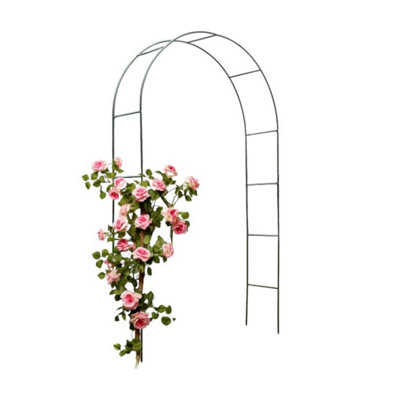 Black Metal Garden Arch 2.4M Decorative Climbing Plant Support Arch Obelisk