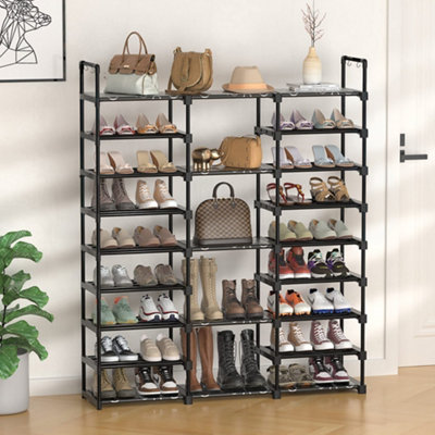 Black Metal Large Open-Style Shoe Rack
