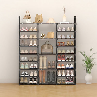 Black Metal Large Open-Style Shoe Rack