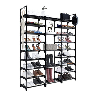 Black Metal Large Open-Style Shoe Rack