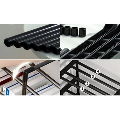 Black Metal Large Open-Style Shoe Rack