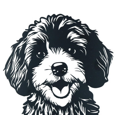 Black Metal Peeking Cockapoo Silhouette with Fixing Plate Garden ...