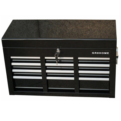 Black Metal Portable Tool Chest 6 Drawers Lockable Box with Carry Handle Drawers
