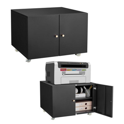 Black Metal Printer Stand Filing Cabinet with Adjustable Shelf