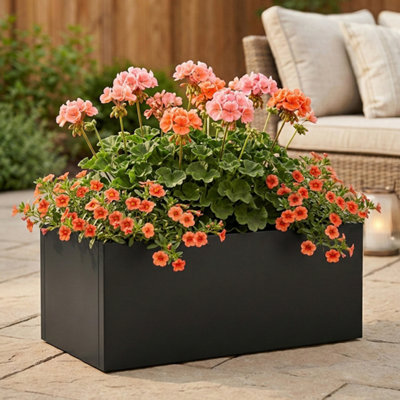 Black Metal Raised Garden Bed Planter Box