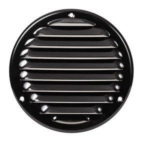 Black Metal Round Air Vent Grille 125mm- 164mm Fly Screen