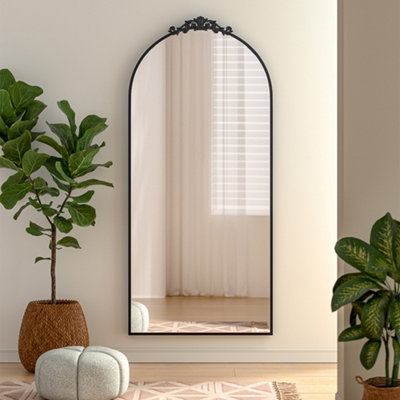 Black Metal Shatter Proof Glass Accent Framed Mirror W 800 x H 1800mm
