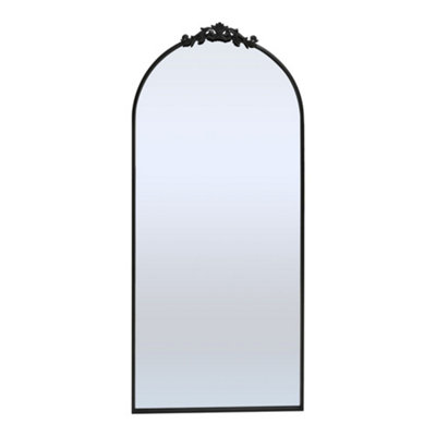 Black Metal Shatter Proof Glass Accent Framed Mirror W 800 x H 1800mm