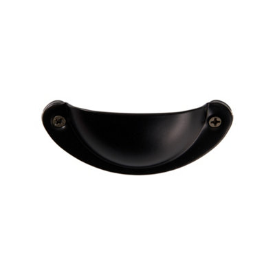 Black Metal Shell Cup Kitchen Cabinet Drawer Pull Handle Furniture ...