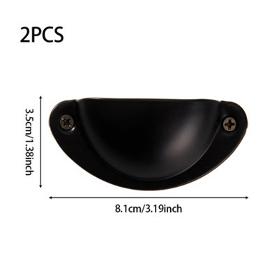 Black Metal Shell Cup Kitchen Cabinet Drawer Pull Handle Furniture ...