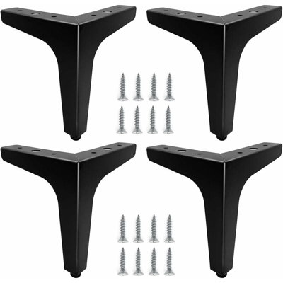 Black Metal Triangular 15cm Table Legs, Pack of 4
