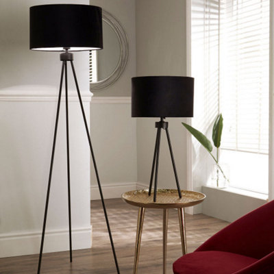 Black Metal Tripod Floor Lamp For Living Room