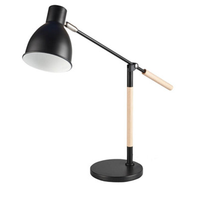 Black Metal & Wood Folding Desk Lamp