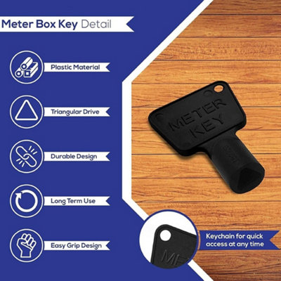 Black Meter Box Key Triangular Gas & Electric Utility Key for Water Reading Universal Cabinet Access Key Durable Plastic (2pc)