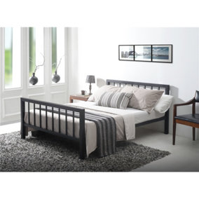 Black Micro Slatted Metal Bed Frame - Double 4ft 6"