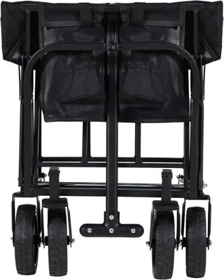 Black Mini Foldable Garden Festival Trolley Camping Folding Cart Wagon Truck Wheelbarrow - 6