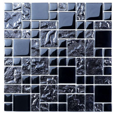 Black Mix Glass Modular Mosaic 