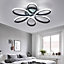 Black Modern 1 Light Circular Curved Shape Acrylic Semi Flush LED Ceiling Light Fixture Cool White 58cm
