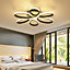 Black Modern 1 Light Curved Linear Acrylic Flush Mount Integrated LED Ceiling Light Fixture Dimmable 74cm