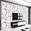 Black Modern Abstract Geometric Removable Patterned Wallpaper