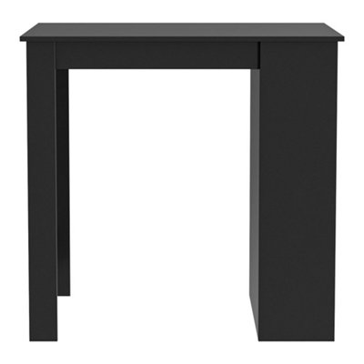 Black Modern Chipboard Bar Table with 3 Storage Shelves for Kitchen Dinning Room